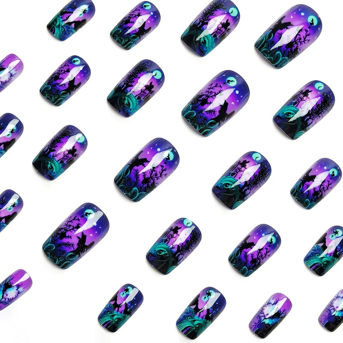 Kunstnageldesign mit Schmetterling und Nachtmotiv Brehn