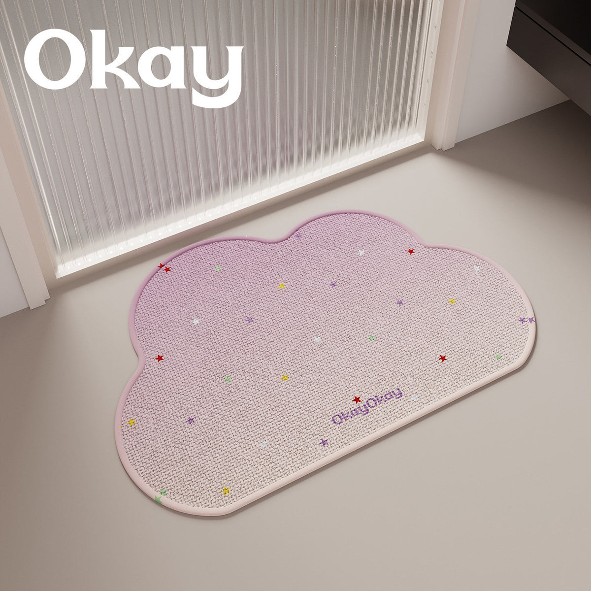 Cloud-Shaped Plush Microfiber Absorbent Non-Slip Bath and Entry Rug