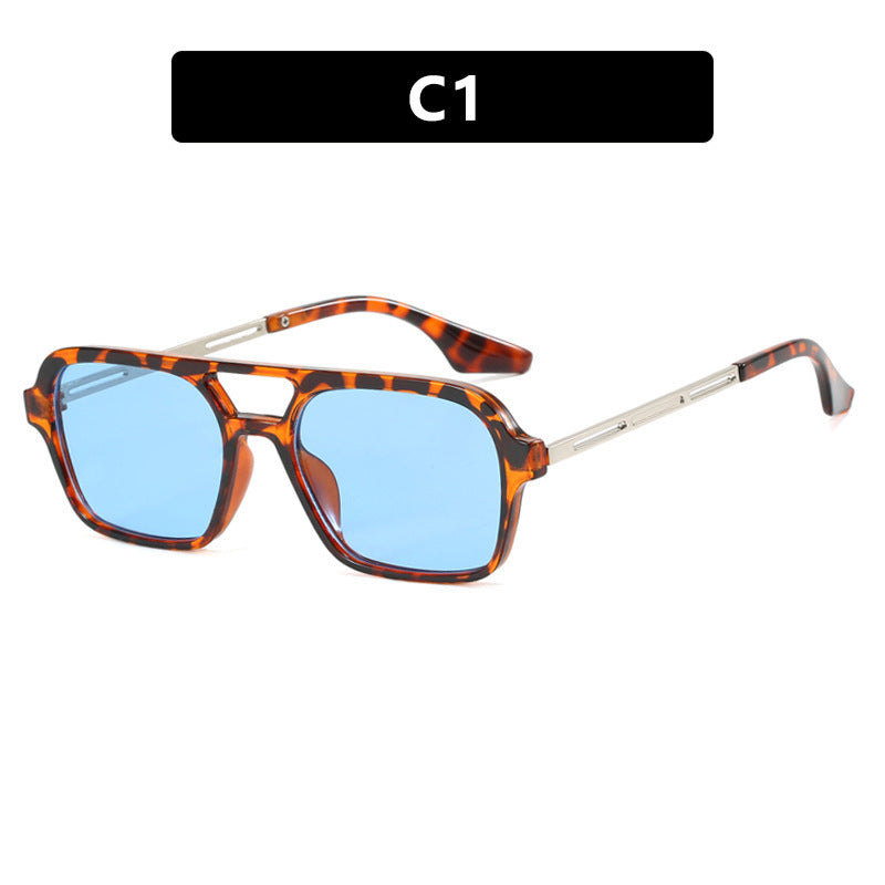 Damen auffällige quadratische Sonnenbrille mit transparentem Rahmen Brehn