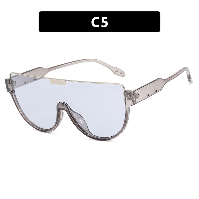 Damen futuristische Oversized-Sonnenbrille mit klarem Full-Rim-Rahmen Brehn
