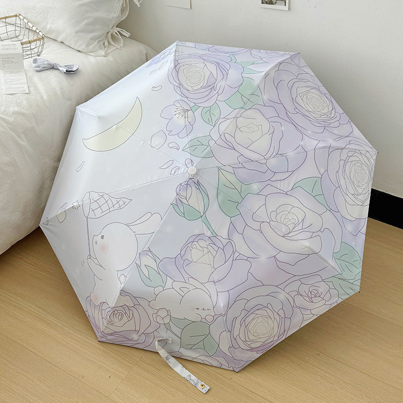 Damen Faltbarer Regenschirm mit floralem Minimalismus Brehn