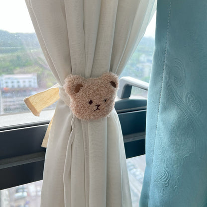 Plüsch Bären Gardinenband mit elastischer Schlaufe und weichem Teddygesicht