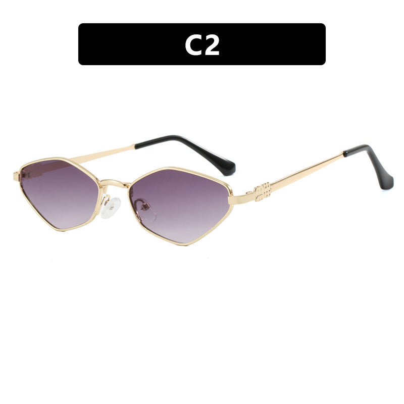 Damen geometrische Sonnenbrille mit glänzendem Metallrahmen und polarisierten Gläsern Brehn