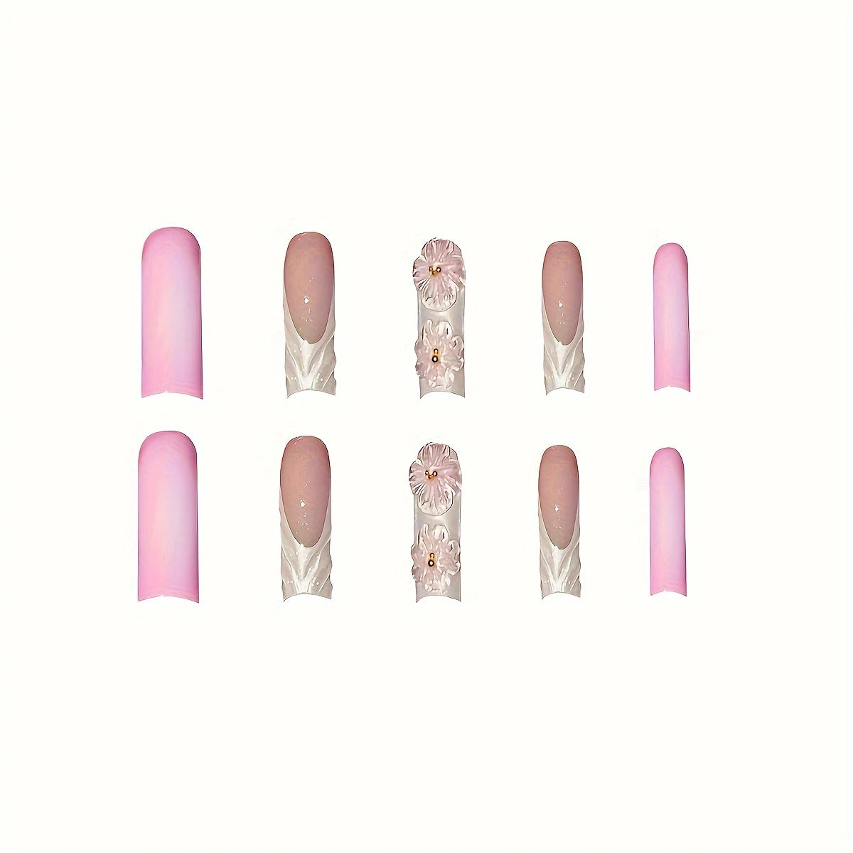 Künstlerische florale Press-On-Nagelerweiterungen Brehn