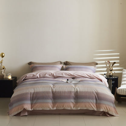 Ombre gestreiftes Baumwollsatin Bettbezug-Set