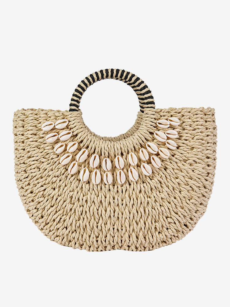 Damen Exklusive Korbtasche mit Muscheldekor Brehn