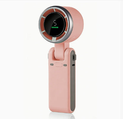 Unisex nan faltbarer bladloser Handventilator mit digitaler Akkuanzeige verstellbarem Neigekopf USB-C Ladeanschluss Brehn