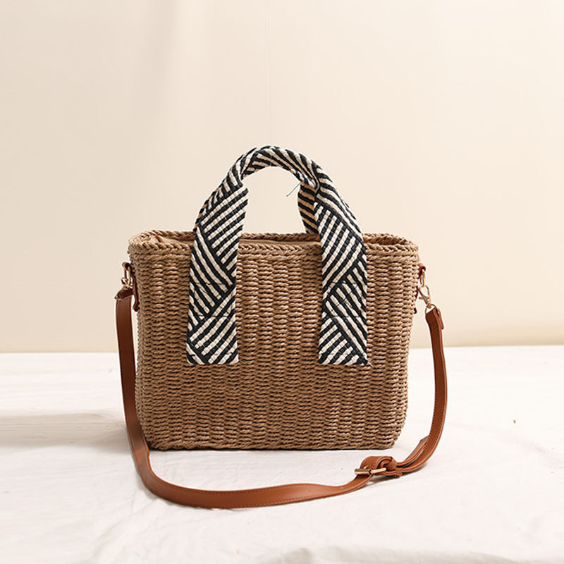 Damen Handtasche aus geflochtenem Naturmaterial mit modischem Detail Brehn
