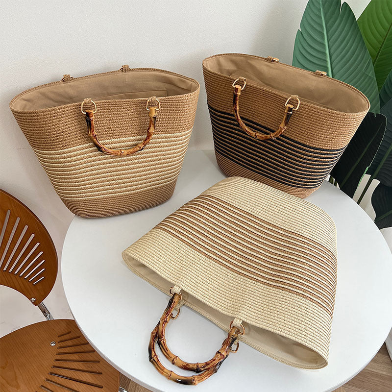 Stilvolle Basttasche mit Hochwertigem Holzgriff Brehn