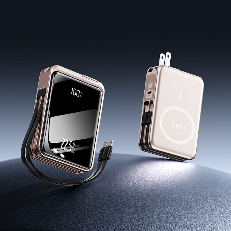 Tragbare Powerbank mit integrierter kabelloser Ladefunktion und LED-Display Brehn
