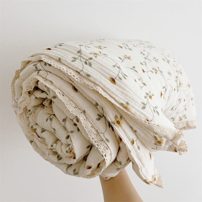 Unisex Atmungsaktive Musselin-Decke mit floralem Rüschendesign Brehn