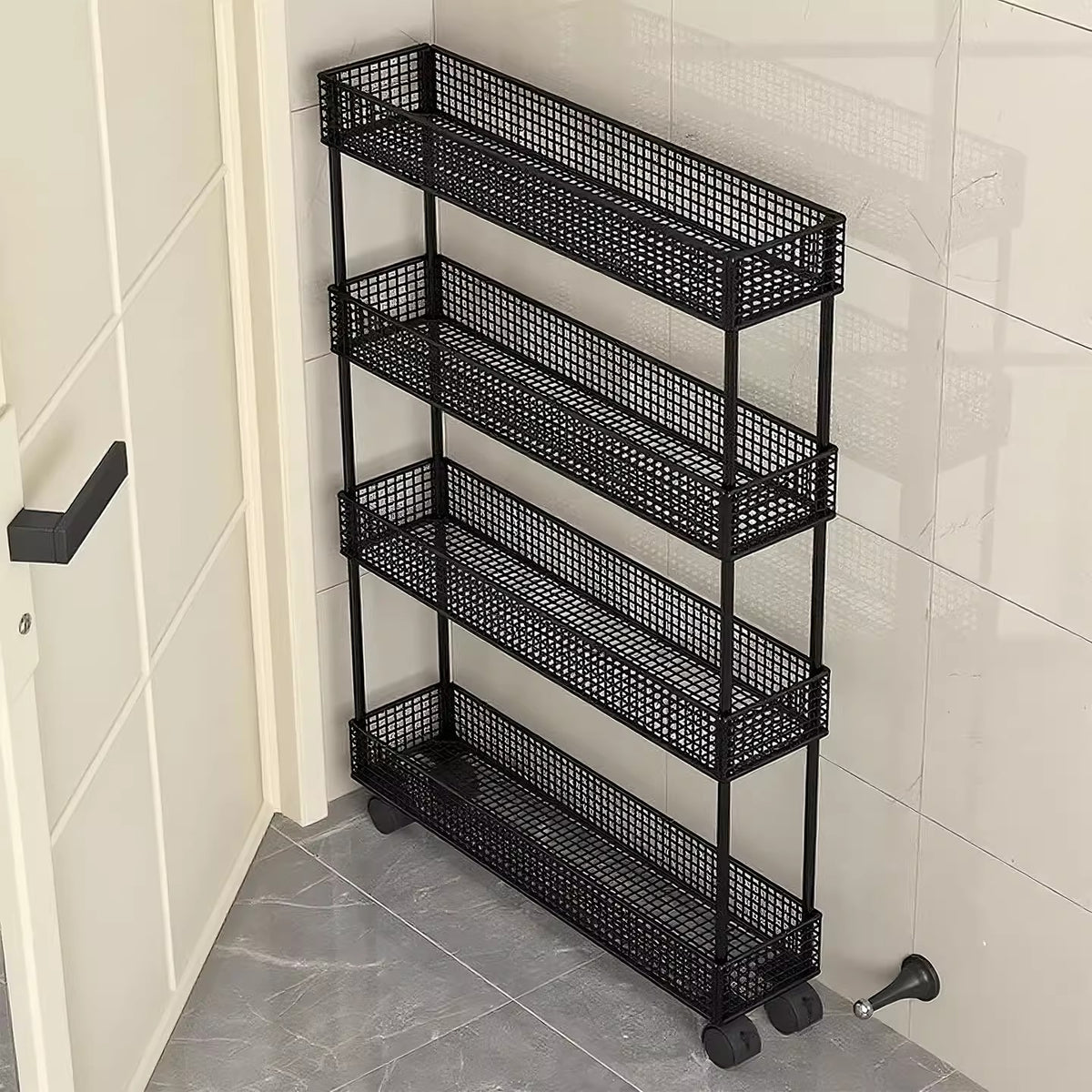 Slim Narrow Pull-Out Mesh Storage Organizer für Schrank und Türspalt