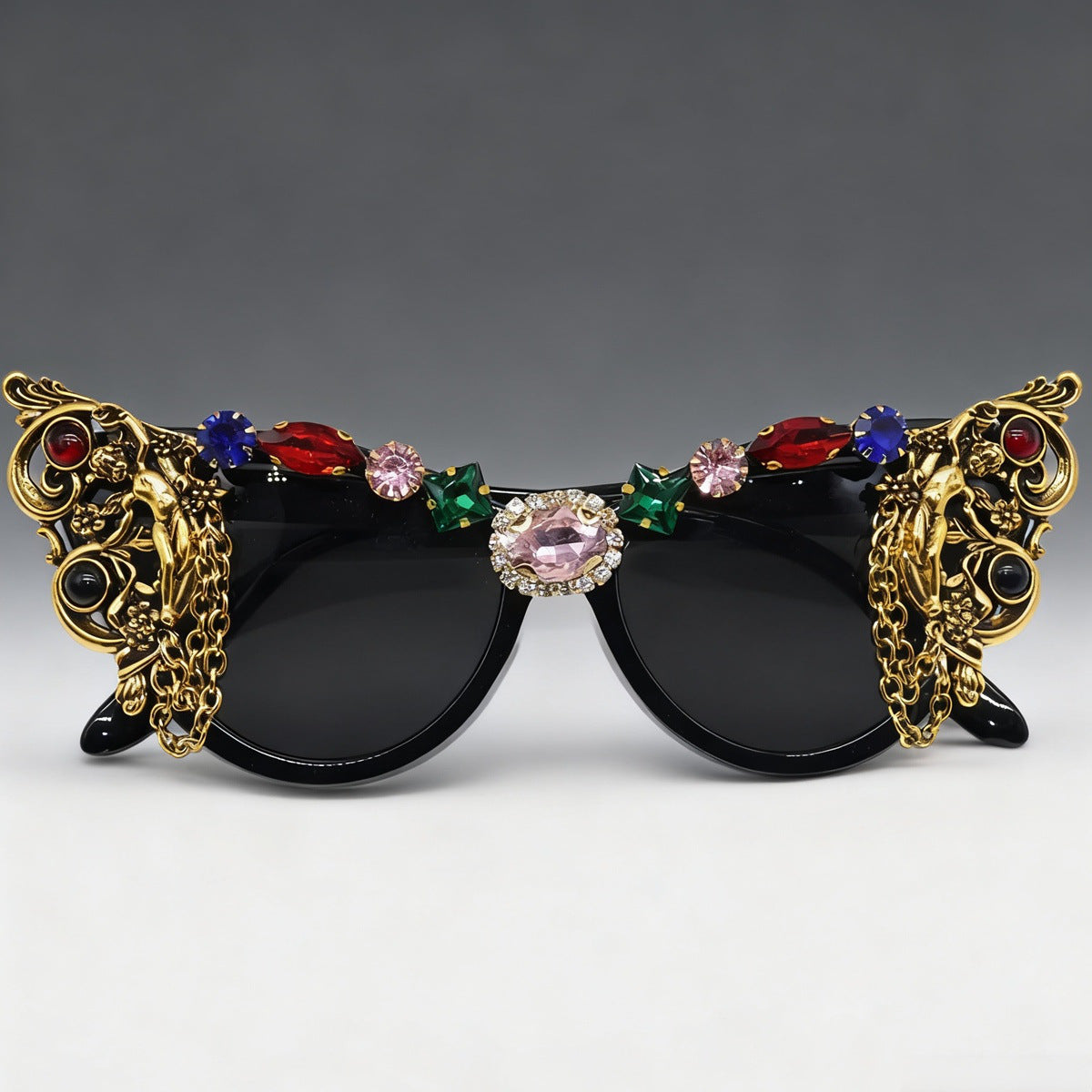 Damen extravagante Glamour-Sonnenbrille mit kunstvollen Verzierungen Brehn