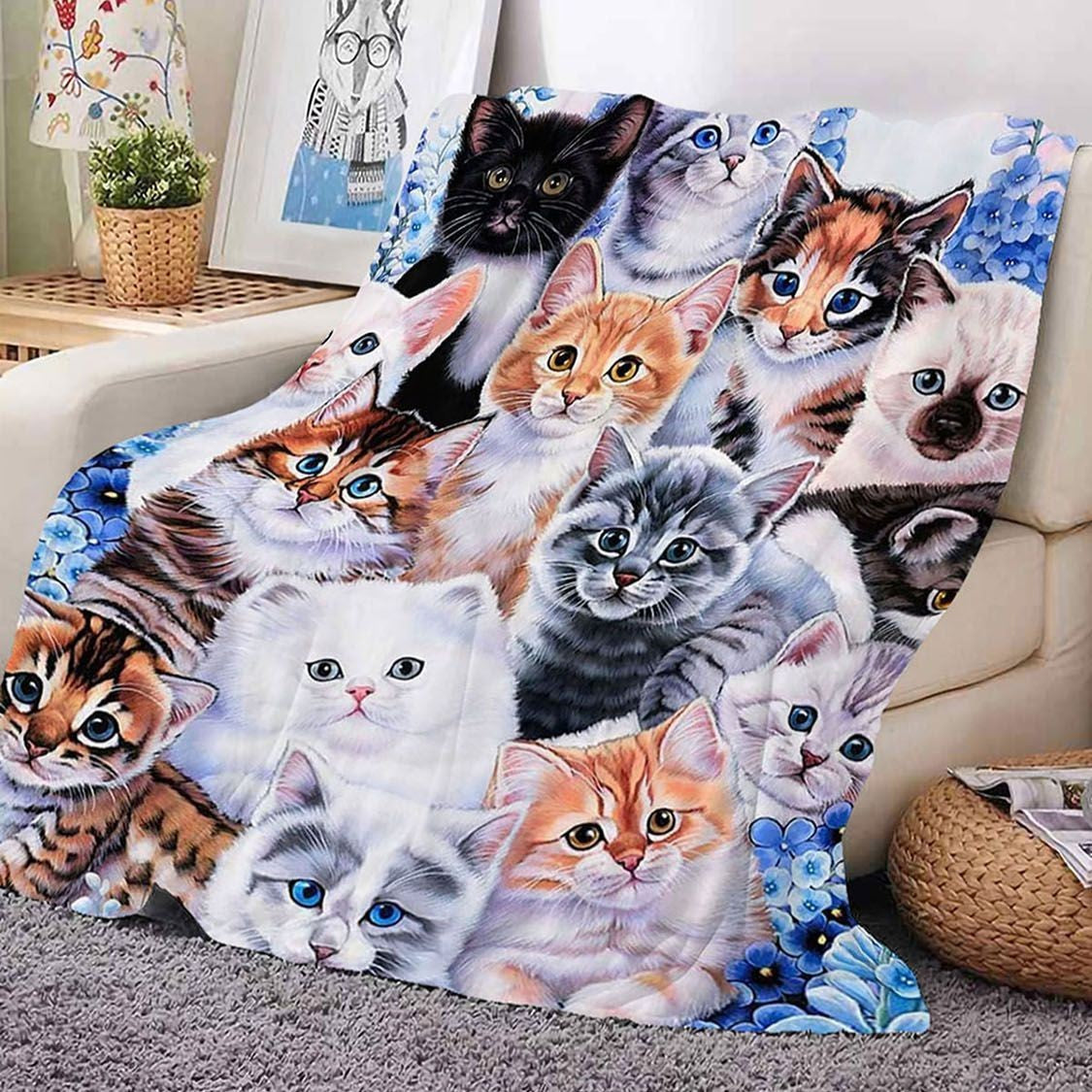 Kat-Themen Kuschelfleece-Decke