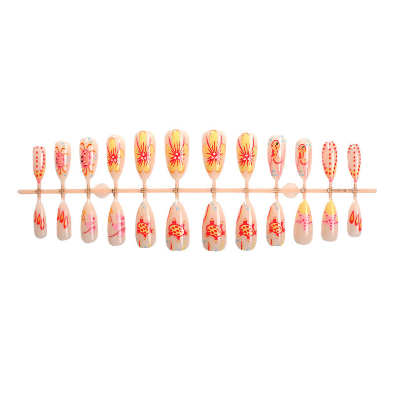Kreatives Kunstnagelset mit buntem Blumen-Design Brehn