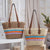 Elegante Basthandtasche mit Farbigen Zierstreifen Brehn
