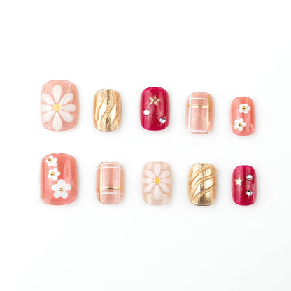 Florale dekorative Press-on Nagelkunst Brehn