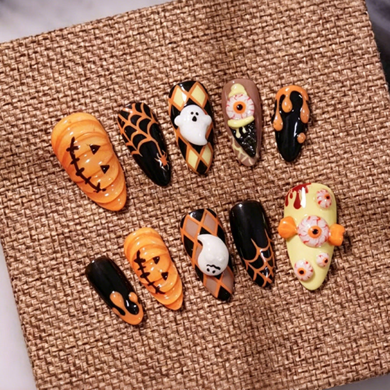 Halloween Kunstnagelset mit gruseligen Motiven und gleitendem Design Brehn