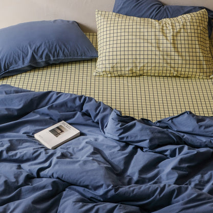 Gegerbete Baumwollsatin Bettbezug und Kissenbezug Set