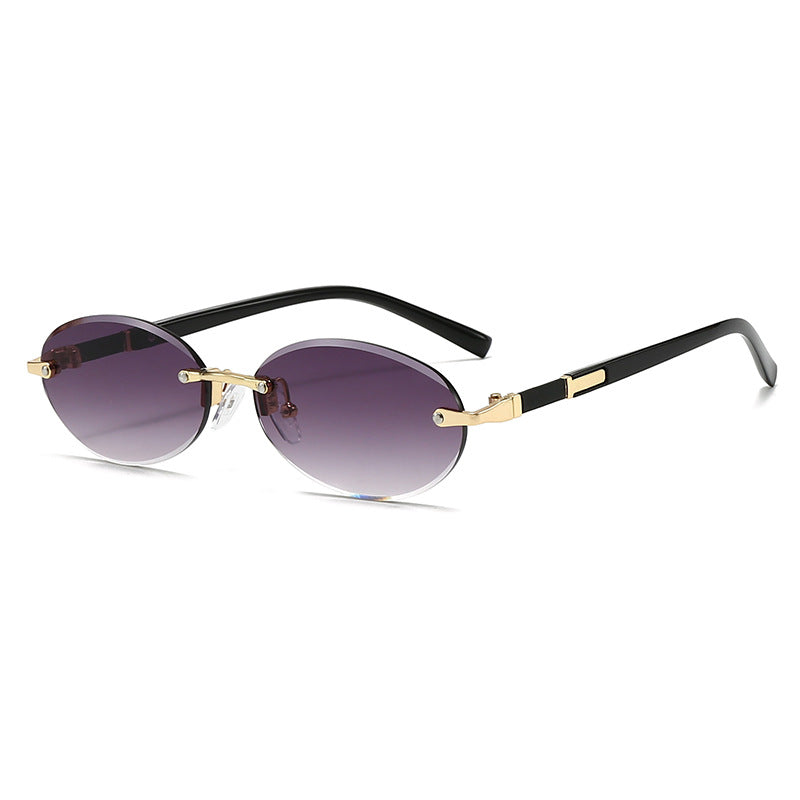 Damen modische ovale Sonnenbrille mit trendigem Metallrahmen Brehn