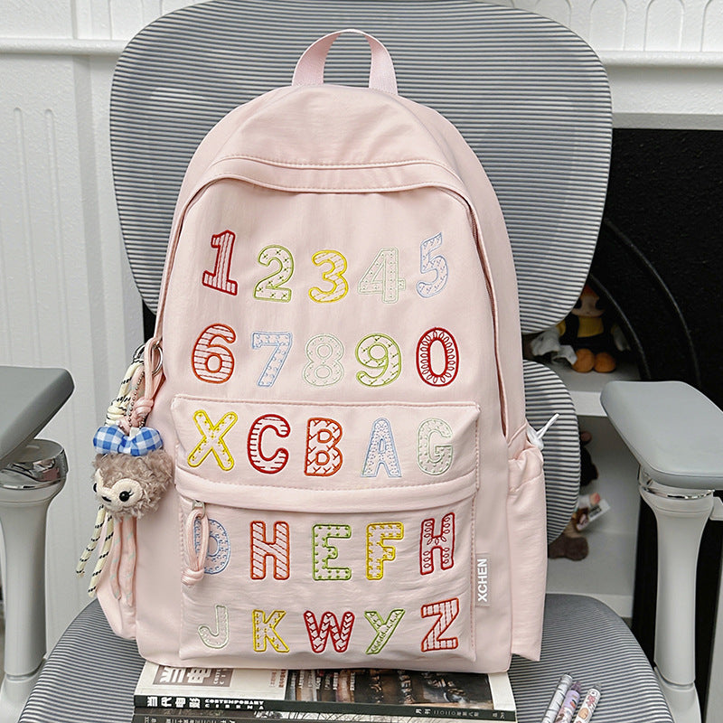 Verspielter Alphabet Bestickter Rucksack