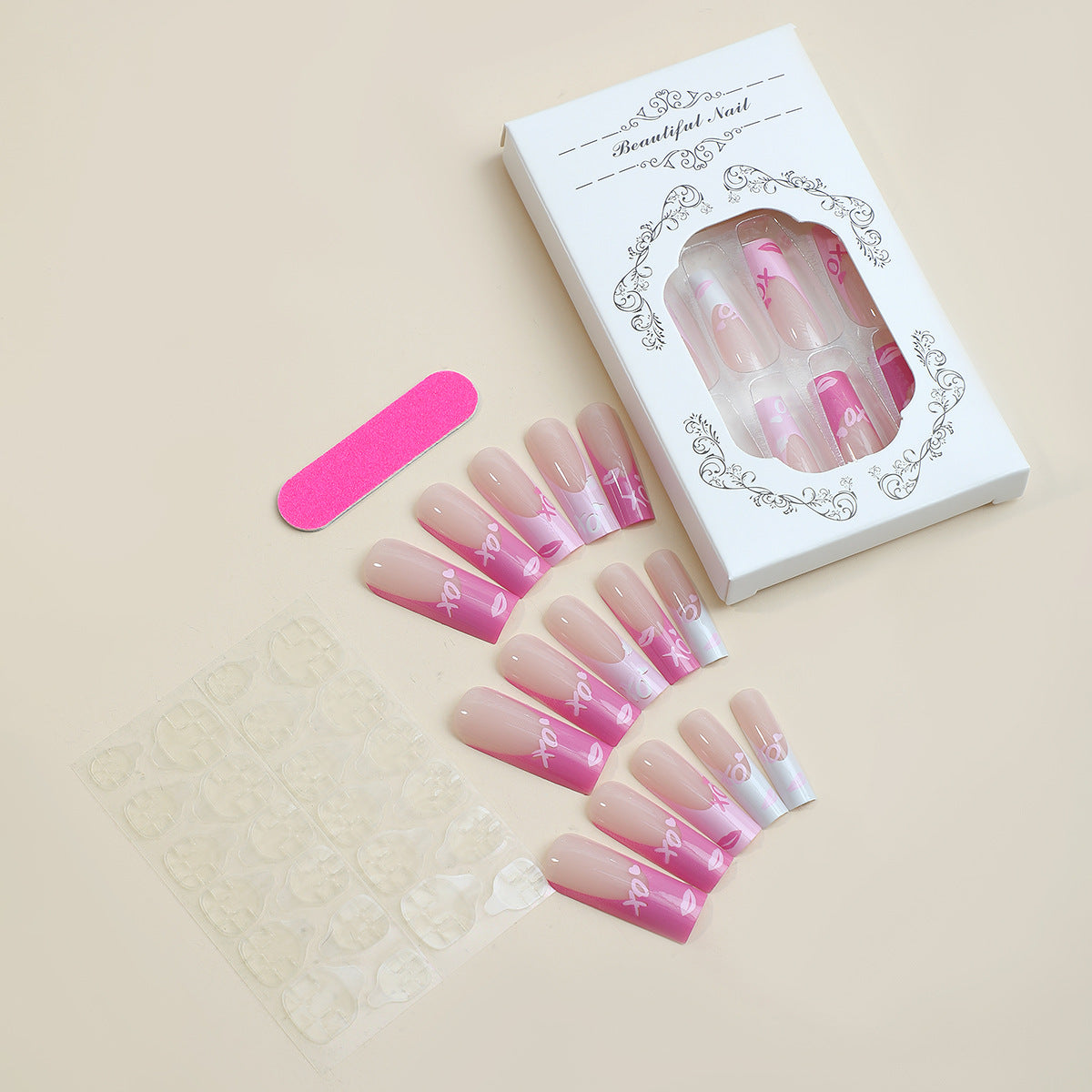 Künstlerisches Press-On-Nagelset mit elegantem Gradient-Design Brehn