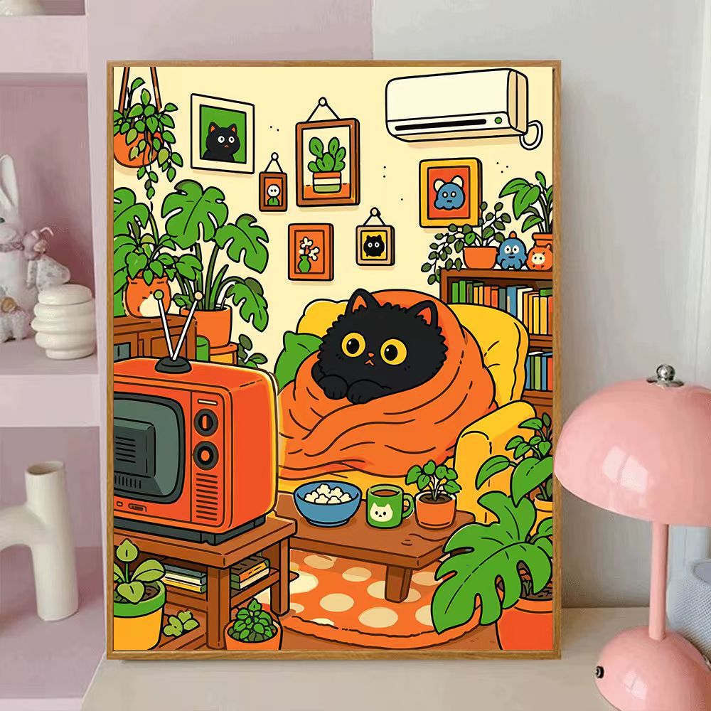 Verspielt katzenmotiviertes dekoratives Wand-Leinwandkunst Brehn