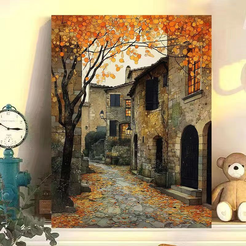 Vintage Europäische Landschaft Leinwand Kunstdruck Brehn