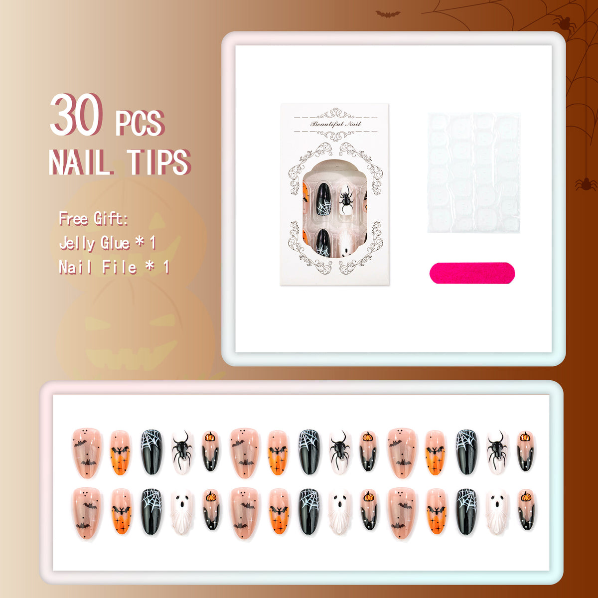 Spooky Halloween-Themen Press-On Nail Art Kollektion