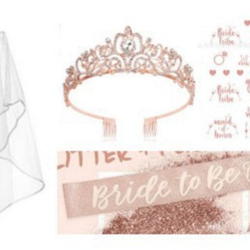 Damen Braut-Accessoires Set mit schimmerndem Schleier und personalisiertem Sash Brehn