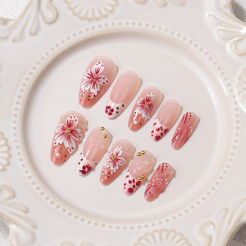 Premium Dekorative Florale Press-On Nagelspitzen Brehn