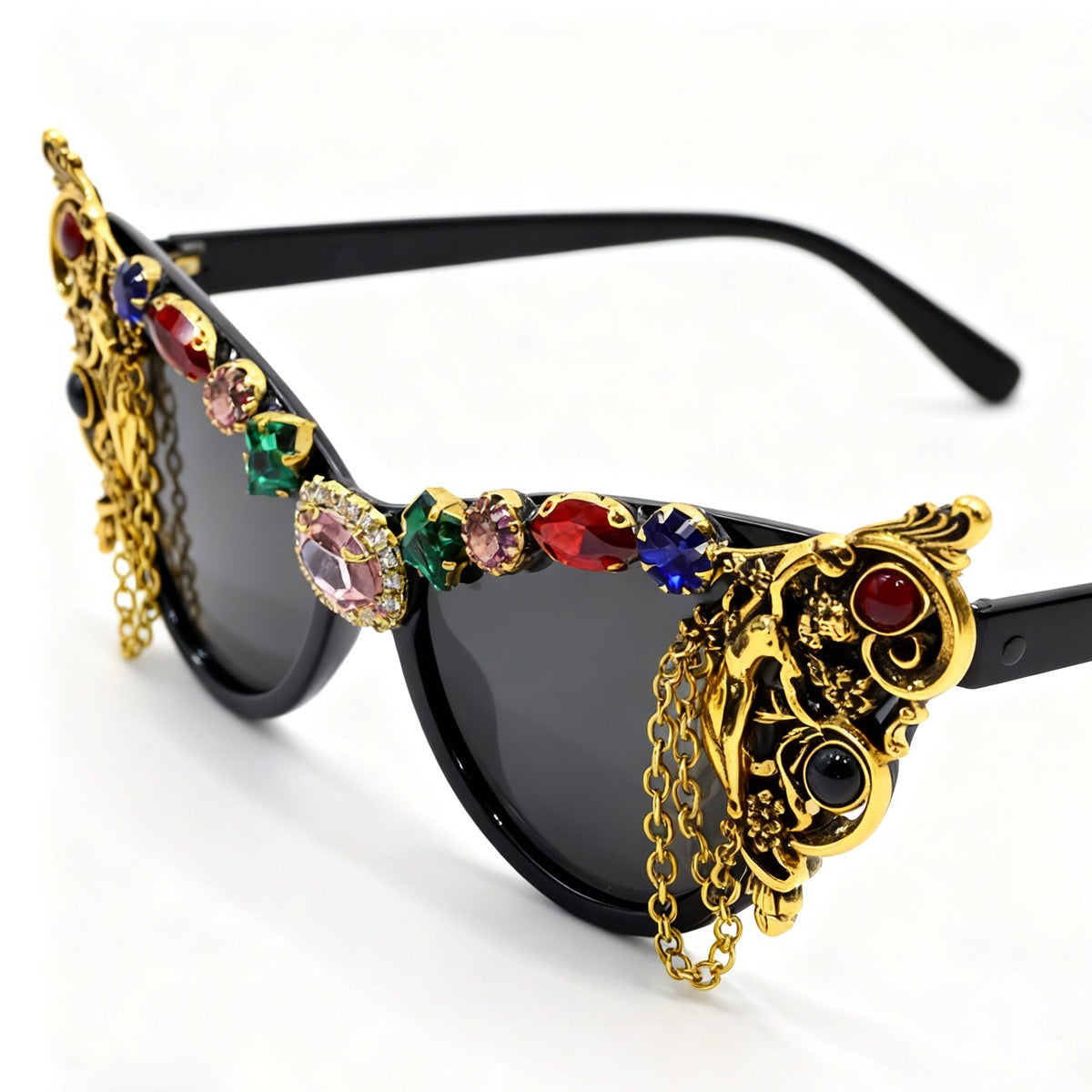 Damen extravagante Glamour-Sonnenbrille mit kunstvollen Verzierungen Brehn