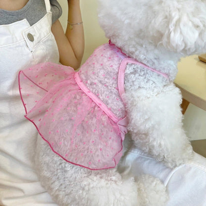 Kleines Hund Tüll Punkt Tutu Kleid mit Geschirrzugang & Verstellbaren Rückenriemen