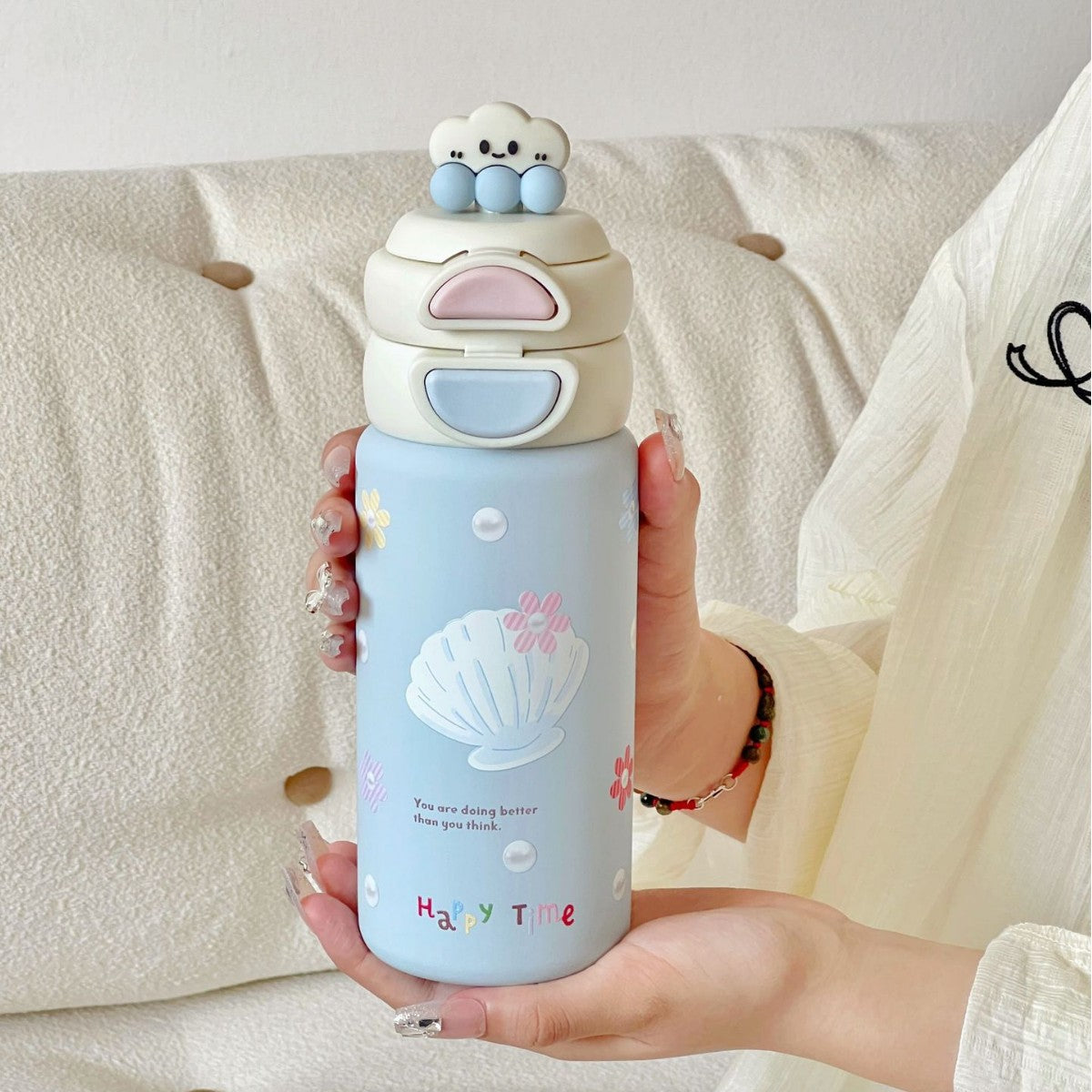 Damen Trinkflasche mit innovativem Deckel Brehn