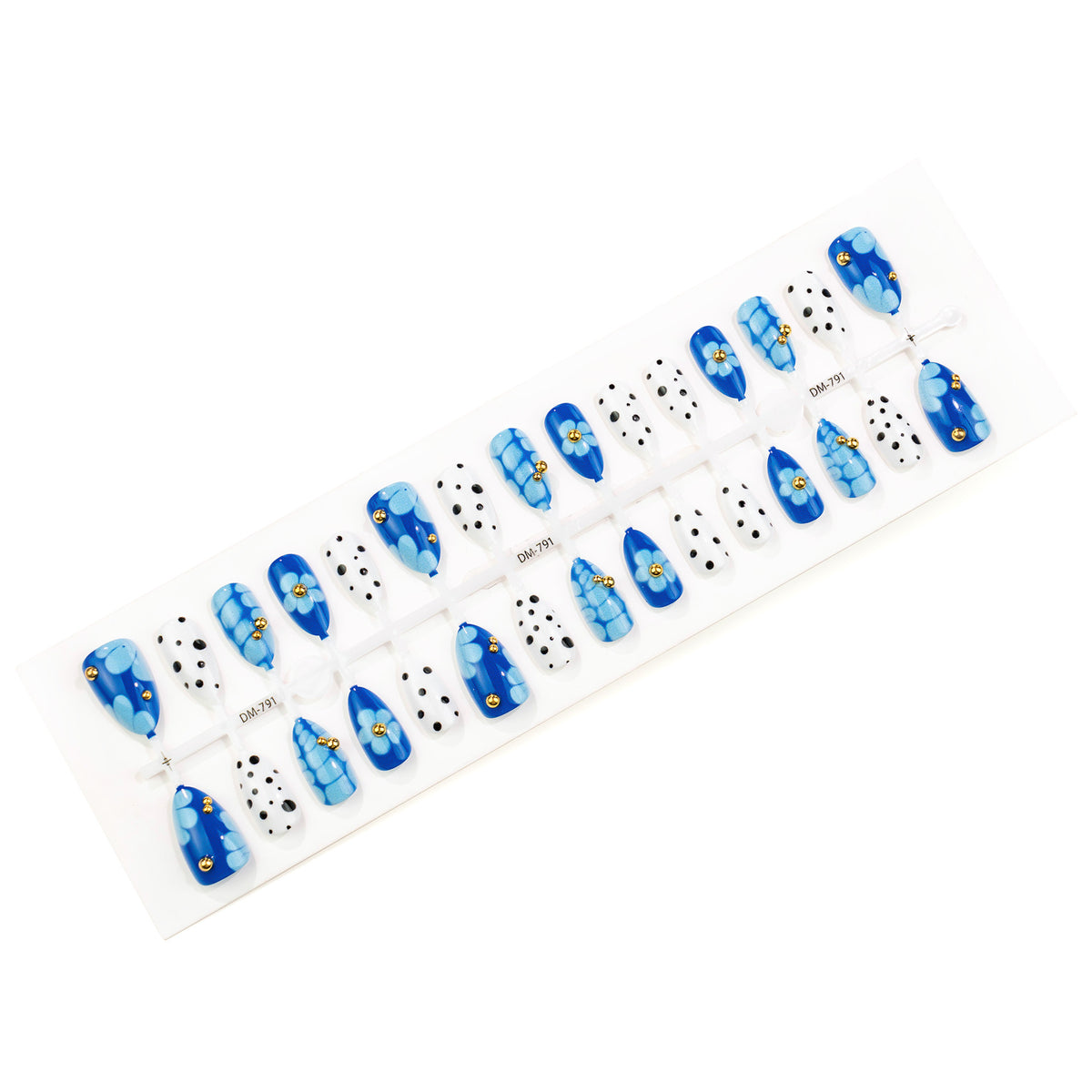 Künstlerisches Blumen- und Tupfen-Press-On-Nail-Art-Set Brehn