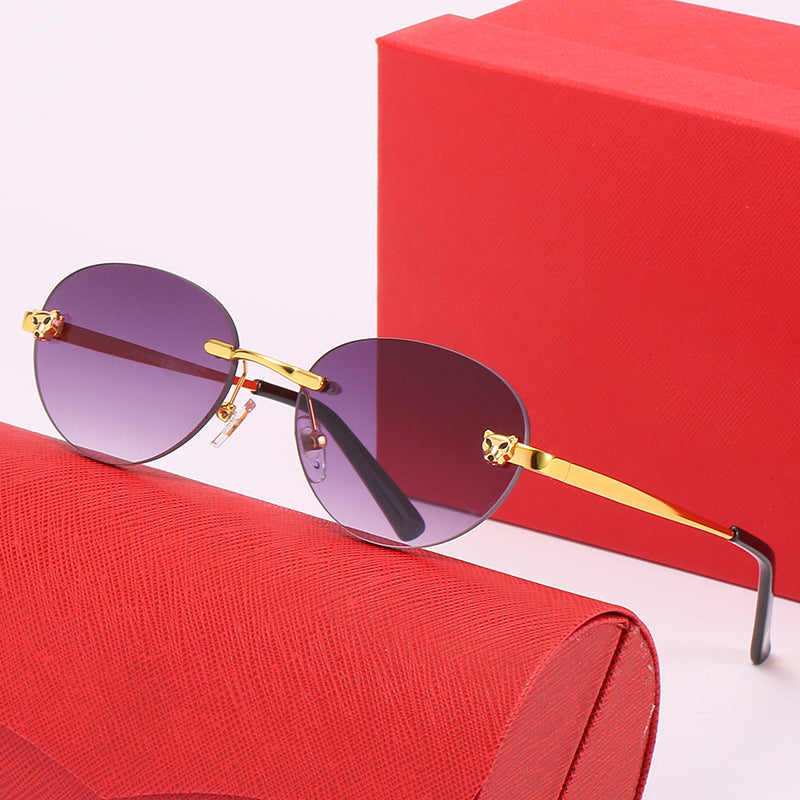 Damen ovale Sonnenbrille mit luxuriösen metallischen Akzenten Brehn