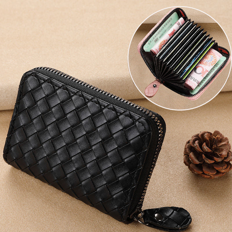 Woven Leather Reißverschlussgeldbörse