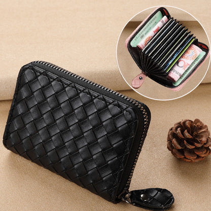 Woven Leather Reißverschlussgeldbörse
