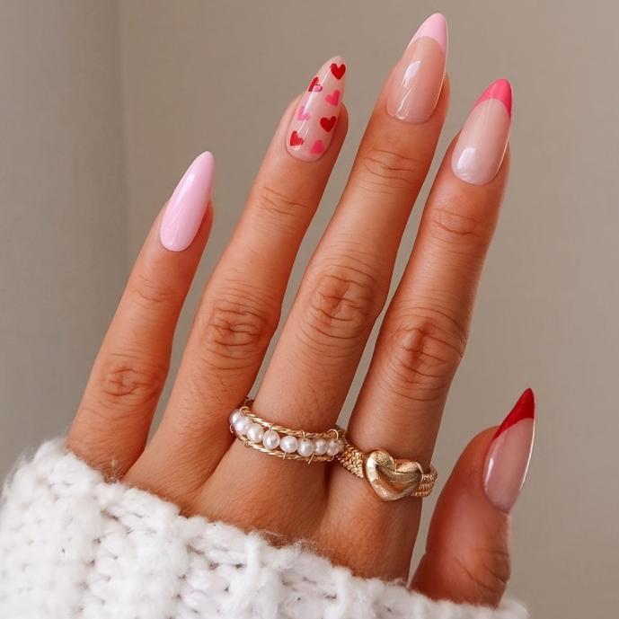 Herz-Muster Press-On Nagelset Brehn