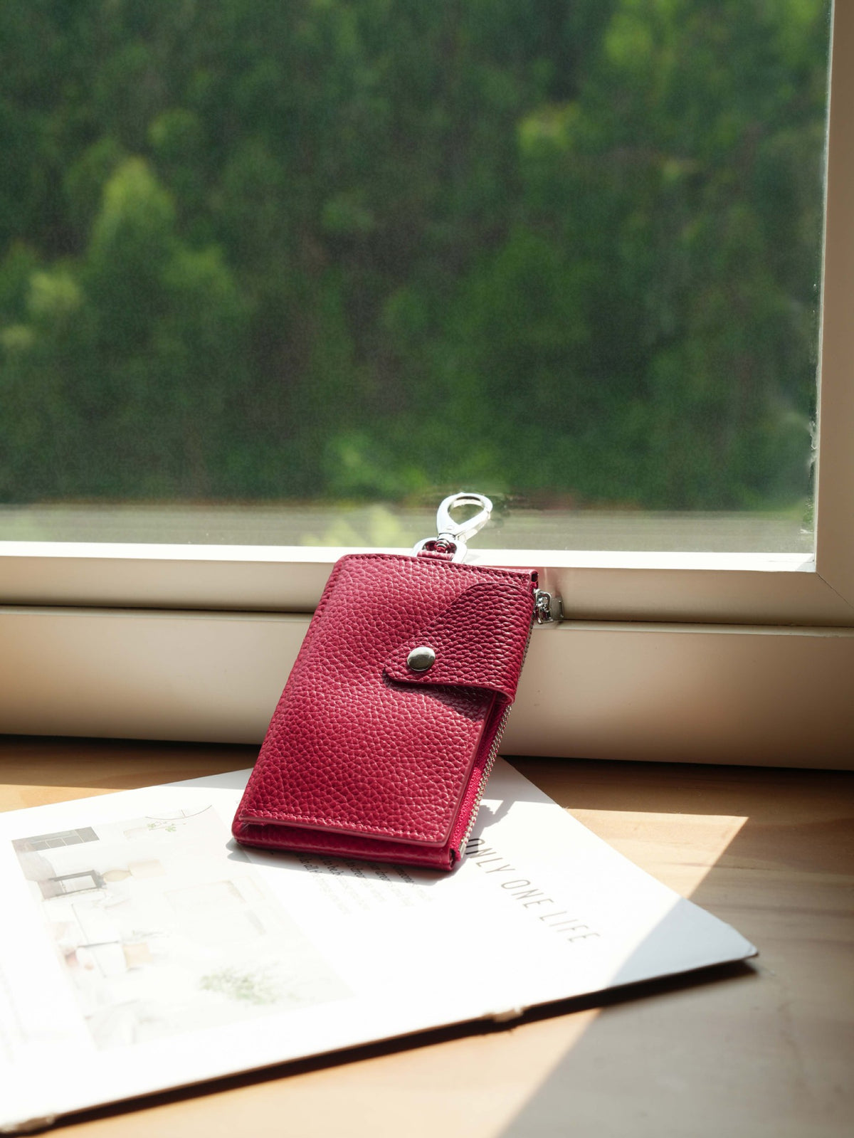 Premium Reißverschluss Leder Kartenhalter