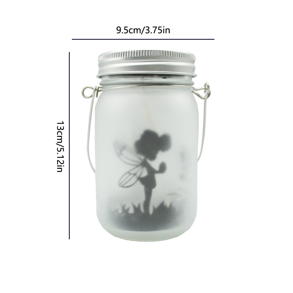 Solarbetriebene frosted Fairy Silhouette Mason Jar Laterne mit mehrfarbigen LEDs Brehn