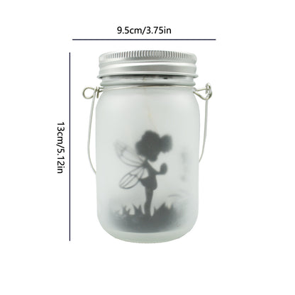 Solarbetriebene frosted Fairy Silhouette Mason Jar Laterne mit mehrfarbigen LEDs Brehn