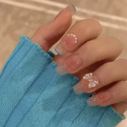 Glitzernder Französischer Tipp Press-On Nagel Set Brehn