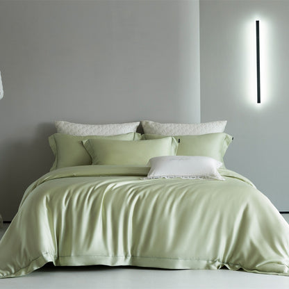 Luxuriöses Seidenglatte Kühl-Duvet-Bezug-Set mit tiefem Rock und Umschlagkissenbezügen