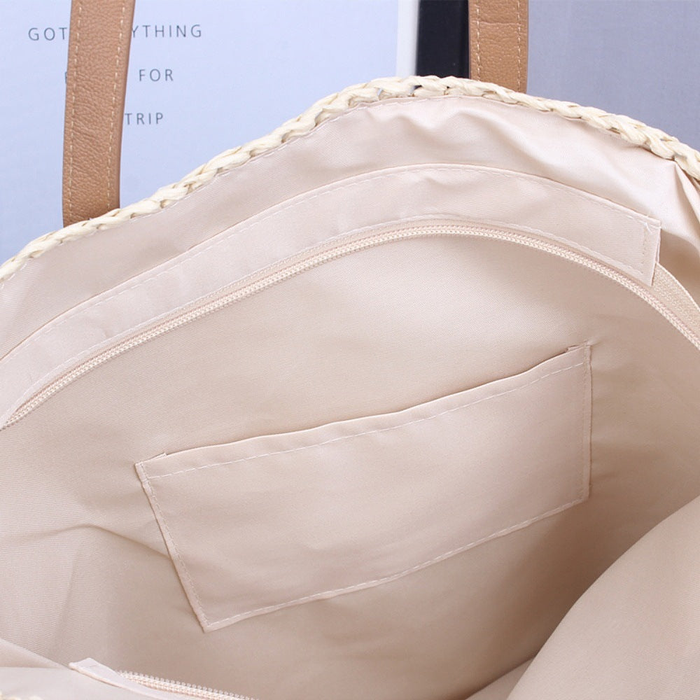 Handgewebte Strandtasche Aus Naturmaterial mit Lederakzenten Brehn