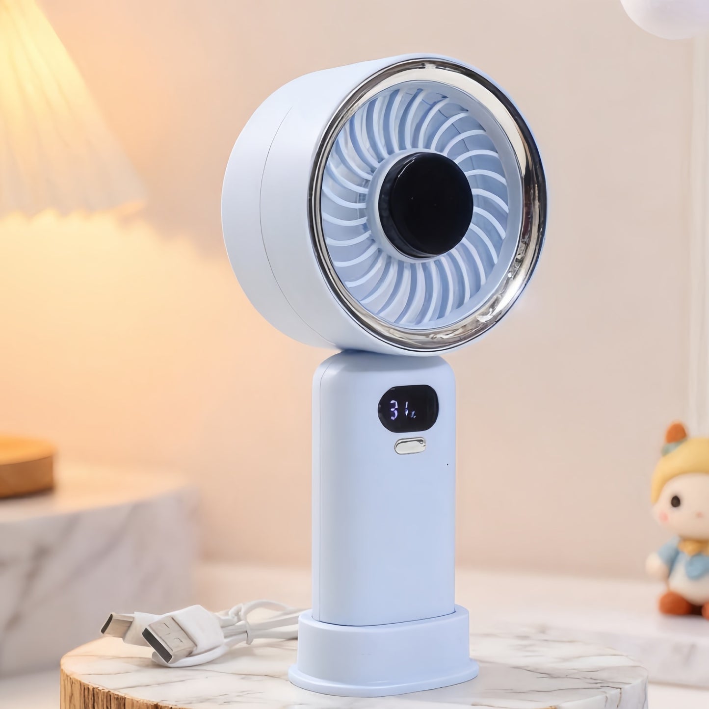 Damen Tragbarer Handventilator mit digitaler Steuerung und USB-Anschluss Brehn