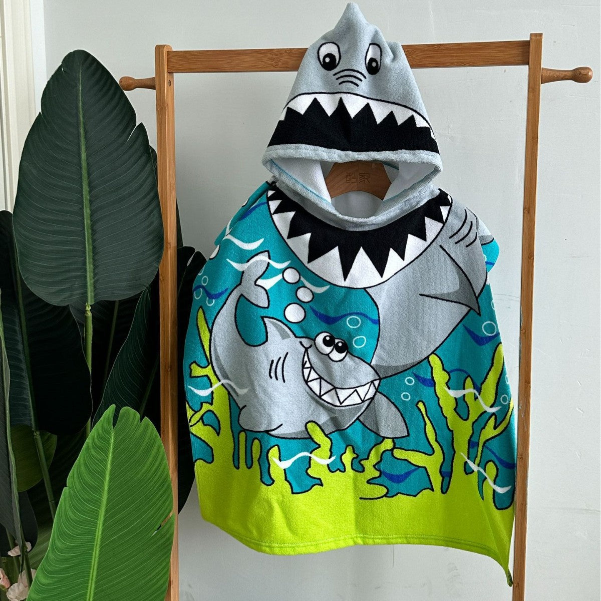 Kinder Haifisch-Design Kapuzenhandtuch Poncho Brehn