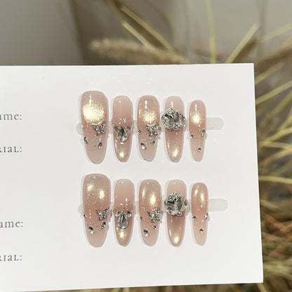 Glamouröse mit Strass verzierte Press-On-Nagel-Set