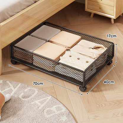 Niedrigprofil-Rollender Unter-Bett-Mesh-Aufbewahrungsdrawer mit verriegelbaren Rollen