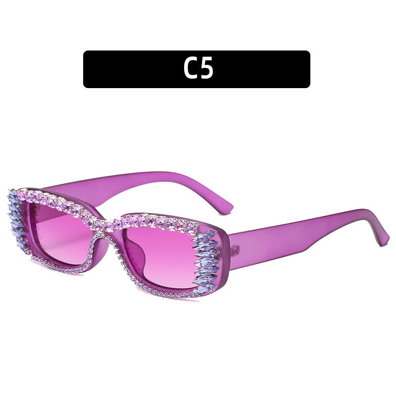 Rhinestone-besetzte quadratische Rahmen-Sonnenbrille